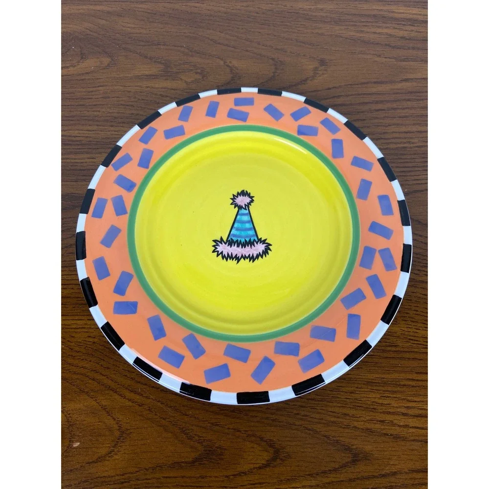 Outta Hand Amy Hetrick Party Plates Set of 4 Colorful Birthday‎ Celebration VTG
